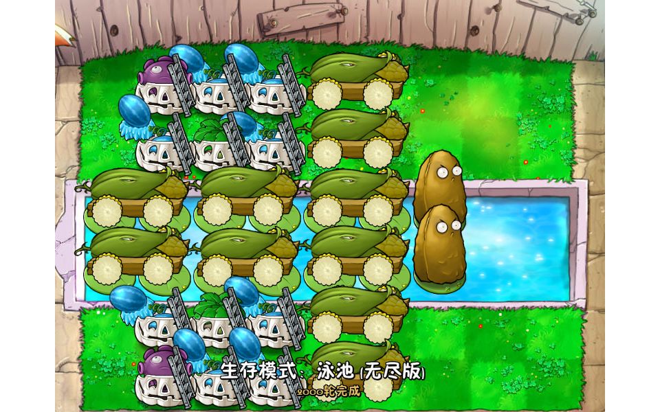 植物大战僵尸十炮阵型怎么搭梯子